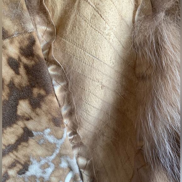 Custom Made Calf Hair Cow Print Detachable Fur Jacket Western Boho Chic - Picture 12 of 15